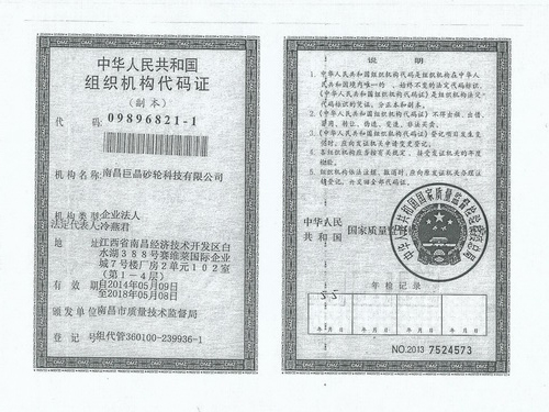 Organization code certificate